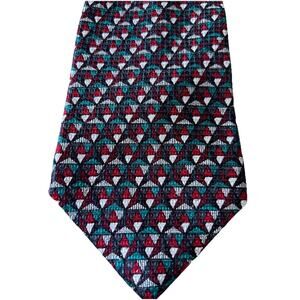 VTG Christian Dior Silk Tie Christmas Holiday Corporate Geometric Print Necktie